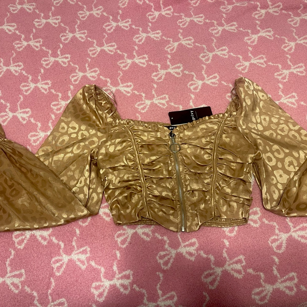 Gold Off-Shoulder Ruffled Top